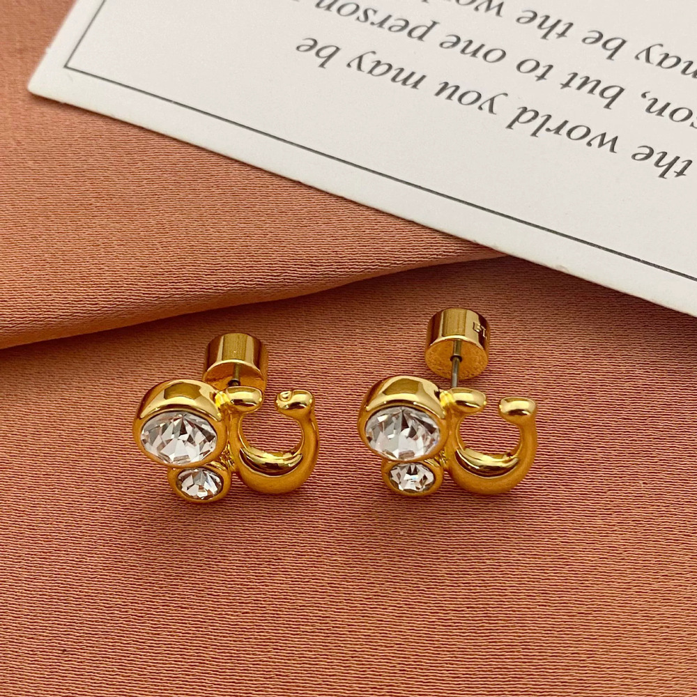 Tory Burch Rhinestone Stud Earrings Metal